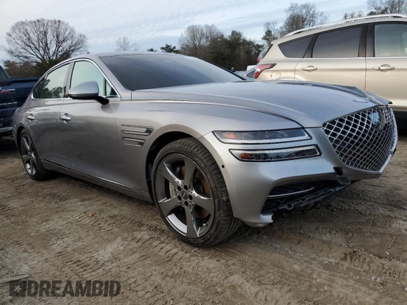 2021 Genesis G80 Prestige z VIN KMTGC4SD0MU045484, wystawiony jako Copart lot #82668513 z przebiegiem 47 742 mil mil oraz . Historia ofert i sprzedaży dostępna na DreamBid. Obrazek 4.