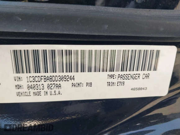 2013 Dodge Dart SXT with VIN 1C3CDFBA8DD309244, listed as a IAAI auction lot 42349518 with 108,526 mi miles and . Bid and sale history available at DreamBid. Image 9.