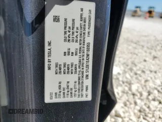 2022 Tesla Model 3 with VIN 5YJ3E1EA2NF188955, listed as a Copart auction lot 47263395 with 119,418 mi miles and Salvage Title. Bid and sale history available at DreamBid. Image 13.