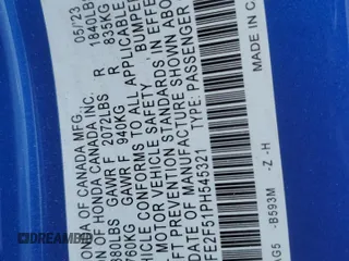 2023 Honda Civic Sport z VIN 2HGFE2F51PH545321, wystawiony jako Copart lot #56787745 z przebiegiem 25 999 mil mil oraz Szkoda całkowita • Salvage title. Historia ofert i sprzedaży dostępna na DreamBid. Obrazek 12.