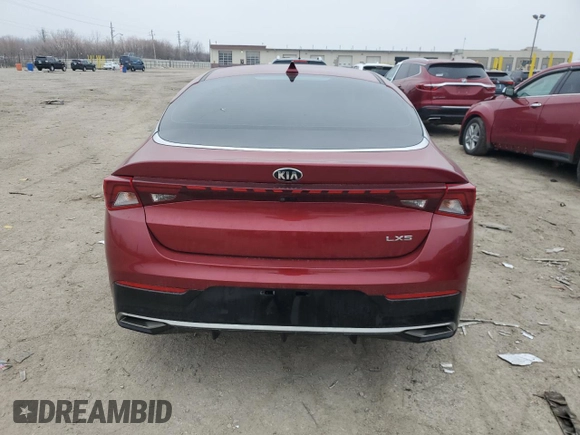 2021 Kia K5 LXS with VIN 5XXG14J27MG023296, listed as a Copart auction lot 44951185 with 74,889 mi miles and Salvage Title. Bid and sale history available at carsss.com. Image 6.