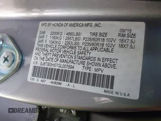 2016 Acura RDX Technology with VIN 5J8TB3H57GL007594, listed as a IAAI auction lot 41338258 with 75,948 mi miles and . Bid and sale history available at DreamBid. Image 9.