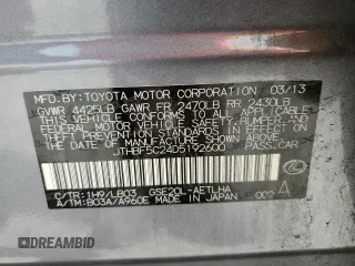2013 Lexus IS 250 with VIN JTHBF5C24D5192600, listed as a Copart auction lot 58946155 with 144,022 mi miles and Salvage title. Bid and sale history available at DreamBid. Image 12.