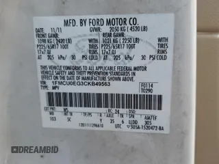 2012 Ford Escape Limited with VIN 1FMCU0EG3CKB49563, listed as a Copart auction lot 74003184 with 115,060 mi miles and Salvage Title. Bid and sale history available at carsss.com. Image 13.