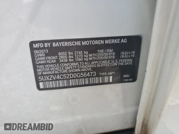 2013 BMW X5 xDrive35i z VIN 5UXZV4C52D0G56473, wystawiony jako Copart lot #56563345 z przebiegiem 156 884 mil mil oraz Szkoda całkowita • Salvage title. Historia ofert i sprzedaży dostępna na DreamBid. Obrazek 13.