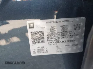 2019 GMC Acadia SLE z VIN 1GKKNKLA5KZ223597, wystawiony jako IAAI lot #42166505 z przebiegiem 94 033 mil mil oraz . Historia ofert i sprzedaży dostępna na DreamBid. Obrazek 9.