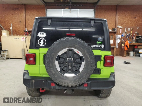 2021 Jeep Wrangler Unlimited Rubicon with VIN 1C4HJXFG3MW827572, listed as a Copart auction lot 50176465 with 33,293 mi miles and Salvage Title. Bid and sale history available at carsss.com. Image 6.