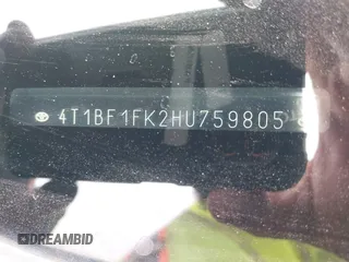 2017 Toyota Camry XLE z VIN 4T1BF1FK2HU759805, wystawiony jako IAAI lot #42313459 z przebiegiem 186 274 mil mil oraz . Historia ofert i sprzedaży dostępna na DreamBid. Obrazek 9.