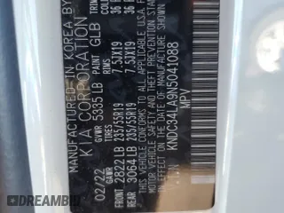 2022 Kia EV6 Wind with VIN KNDC34LA9N5041088, listed as a Copart auction lot 87704965 with 23,517 mi miles and Salvage Title. Bid and sale history available at carsss.com. Image 13.