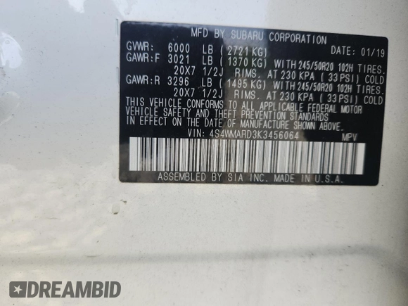 2019 Subaru Ascent Touring с VIN 4S4WMARD3K3456064, выставлен на аукционе Copart как лот 62379775 с пробегом Не указан миль и Списание • Salvage title. История ставок и продаж доступна на DreamBid. Изображение 12.