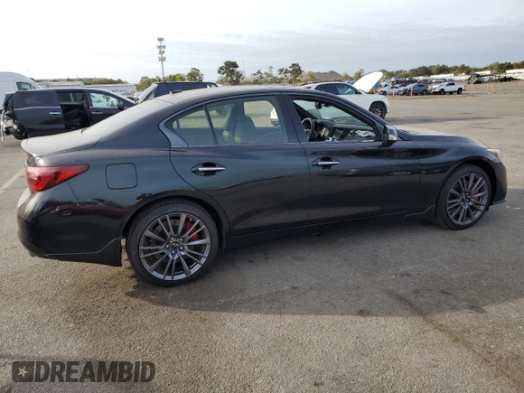 2024 Infiniti Q50 Red Sport 400 with VIN JN1FV7DRXRM680351, listed as a Copart auction lot 72008234 with 462 mi miles and Salvage title. Bid and sale history available at DreamBid. Image 3.