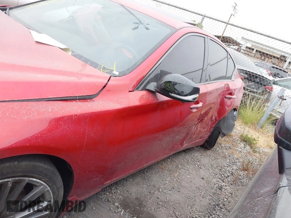 2021 Infiniti Q50 Red Sport 400 with VIN JN1FV7DP7MM850432, listed as a IAAI auction lot 42057935 with 15,936 mi miles and . Bid and sale history available at DreamBid. Image 15.
