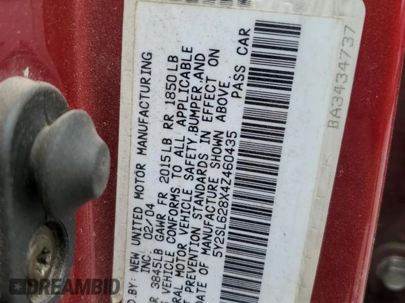 2004 Pontiac Vibe with VIN 5Y2SL628X4Z460435, listed as a Copart auction lot 76310784 with 205,260 mi miles and Salvage Title. Bid and sale history available at carsss.com. Image 12.
