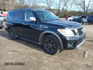 2017 Nissan Armada Platinum with VIN JN8AY2NF3H9300214, listed as a IAAI auction lot 41327218 with 200,444 mi miles. Bid and sale history available at carsss.com. Image 1.