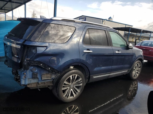 2017 Ford Explorer Platinum with VIN 1FM5K8HT1HGD21489, listed as a Copart auction lot 51014735 with 0 mi miles and Salvage Title. Bid and sale history available at carsss.com. Image 3.