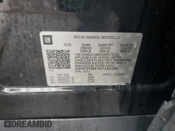 2019 Cadillac XT4 FWD Premium Luxury with VIN 1GYFZCR47KF152164, listed as a Copart auction lot 44705115 with 99,115 mi miles and Salvage Title. Bid and sale history available at carsss.com. Image 13.