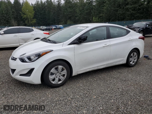 2016 Hyundai Elantra SE with VIN 5NPDH4AE2GH695574, listed as a Copart auction lot 54957935 with 192,282 mi miles and Clean Title. Bid and sale history available at DreamBid. Image 1.