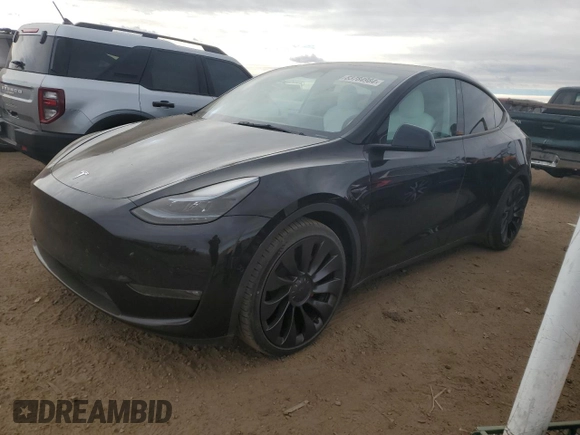2022 Tesla Model Y Performance with VIN 7SAYGDEF3NF546385, listed as a Copart auction lot 83784984 with 30,769 mi miles and Salvage Title. Bid and sale history available at DreamBid. Image 1.