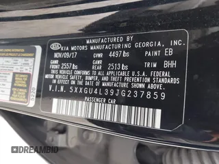 2018 Kia Optima EX z VIN 5XXGU4L39JG237859, wystawiony jako IAAI lot #42050417 z przebiegiem 89 066 mil mil oraz . Historia ofert i sprzedaży dostępna na DreamBid. Obrazek 9.