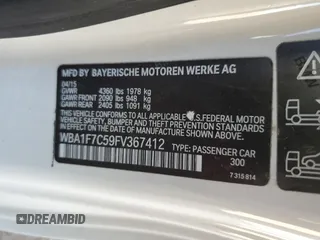 2015 BMW 2 Series 228i xDrive with VIN WBA1F7C59FV367412, listed as a Copart auction lot 52168315 with 44,348 mi miles and Salvage title. Bid and sale history available at DreamBid. Image 12.