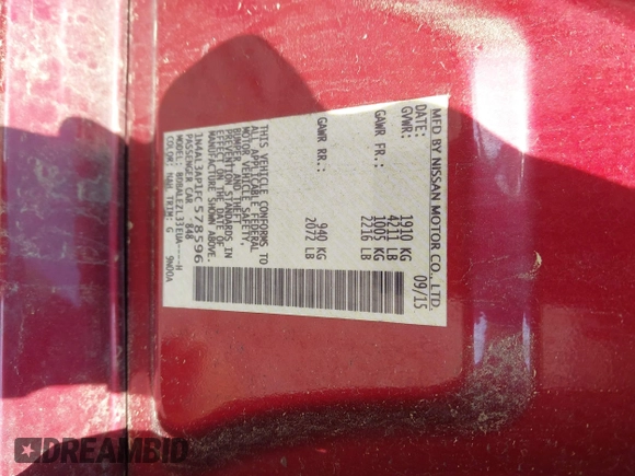 2015 Nissan Altima 2.5 SV with VIN 1N4AL3AP1FC578596, listed as a IAAI auction lot 42009677 with 66,985 mi miles. Bid and sale history available at carsss.com. Image 9.