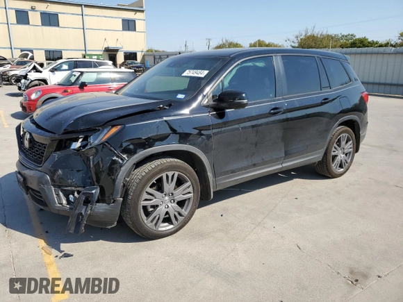 2019 Honda Passport EX-L with VIN 5FNYF7H55KB007265, listed as a Copart auction lot 75749484 with 53,408 mi miles and Salvage Title. Bid and sale history available at carsss.com. Image 1.