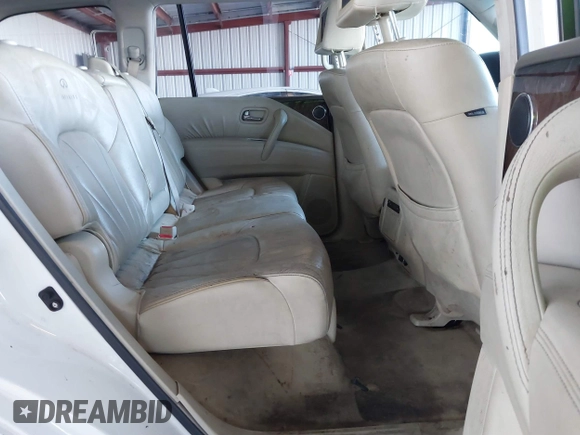 2012 Infiniti QX56 8-passenger with VIN JN8AZ2ND0C9715396, listed as a IAAI auction lot 41267602 with 206,630 mi miles and . Bid and sale history available at DreamBid. Image 8.
