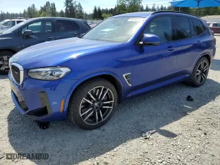 2022 BMW X3 M with VIN 5YM13EC00N9K41801, listed as a Copart auction lot 55018254 with 26,044 mi miles. Bid and sale history available at carsss.com. Image 1.