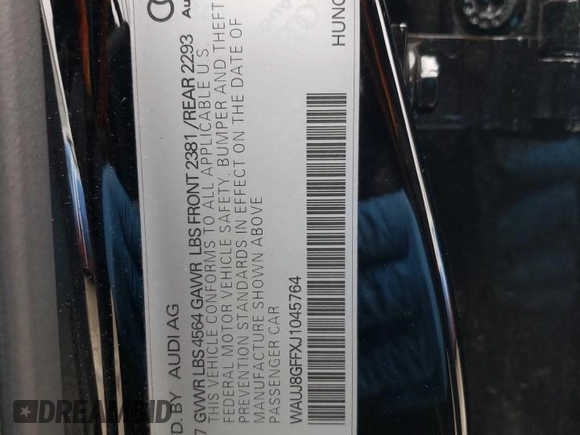 2018 Audi A3 Sedan Premium Plus with VIN WAUJ8GFFXJ1045764, listed as a Copart auction lot 47725344 with 44,943 mi miles. Bid and sale history available at carsss.com. Image 13.