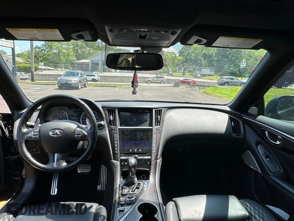 2017 Infiniti Q50 Red Sport 400 with VIN JN1FV7ARXHM870864, listed as a Copart auction lot 60896265 with 59,899 mi miles and Salvage title. Bid and sale history available at DreamBid. Image 9.