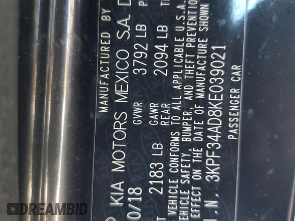 2019 Kia Forte S z VIN 3KPF34AD8KE039021, wystawiony jako Copart lot #54254255 z przebiegiem 93 999 mil mil oraz Szkoda całkowita • Salvage title. Historia ofert i sprzedaży dostępna na DreamBid. Obrazek 12.