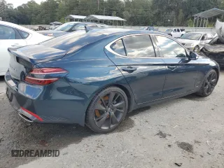 2022 Genesis G70 3.3T with VIN KMTG54TE9NU084593, listed as a Copart auction lot 80367864 with 27,100 mi miles and Salvage Title. Bid and sale history available at DreamBid. Image 3.