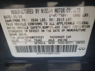 2017 Infiniti Q50 Sport z VIN JN1EV7AP6HM737027, wystawiony jako Copart lot #82384524 z przebiegiem 84 316 mil mil oraz Szkoda całkowita • Salvage title. Historia ofert i sprzedaży dostępna na DreamBid. Obrazek 14.