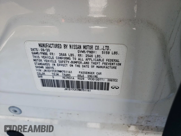2021 Infiniti Q50 Signature Edition z VIN JN1EV7CR7MM751141, wystawiony jako Copart lot #44447575 z przebiegiem 44 359 mil mil oraz Szkoda całkowita • Salvage title. Historia ofert i sprzedaży dostępna na DreamBid. Obrazek 12.