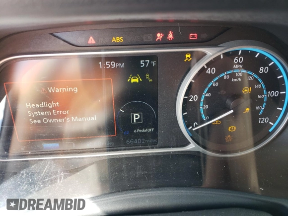 2018 Nissan LEAF SL with VIN 1N4AZ1CP1JC317476, listed as a Copart auction lot 49250105 with 66,402 mi miles and Salvage Title. Bid and sale history available at DreamBid. Image 9.