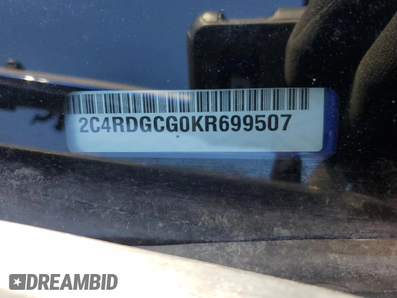 2019 Dodge Grand Caravan SXT with VIN 2C4RDGCG0KR699507, listed as a Copart auction lot 47245015 with 100,034 mi miles and Salvage Title. Bid and sale history available at carsss.com. Image 13.