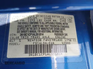 2010 Nissan Versa SL with VIN 3N1BC1CP1AL351814, listed as a IAAI auction lot 42314613 with Not provided miles and . Bid and sale history available at DreamBid. Image 9.