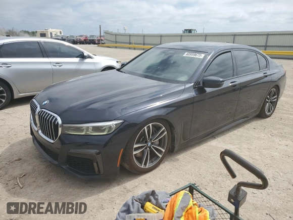 2020 BMW 7 Series 750i xDrive with VIN WBA7U2C04LGJ59672, listed as a Copart auction lot 60959675 with Not provided miles and Salvage title. Bid and sale history available at DreamBid. Image 1.