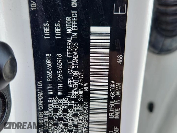 2015 Lexus GX 460 с VIN JTJBM7FX8F5095474, выставлен на аукционе Copart как лот 63627045 с пробегом 157 616 миль миль и Списание • Salvage title. История ставок и продаж доступна на DreamBid. Изображение 13.