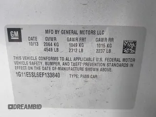 2014 Chevrolet Malibu LT with VIN 1G11E5SL6EF133840, listed as a IAAI auction lot 41885958 with 156,248 mi miles and . Bid and sale history available at DreamBid. Image 9.
