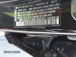 2011 Porsche Panamera S with VIN WP0AB2A74BL062301, listed as a IAAI auction lot 42132158 with 202,831 mi miles and . Bid and sale history available at DreamBid. Image 9.