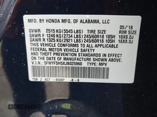 2018 Honda Pilot EX-L with VIN 5FNYF5H5XJB025960, listed as a IAAI auction lot 41843520 with 23,404 mi miles and . Bid and sale history available at DreamBid. Image 9.