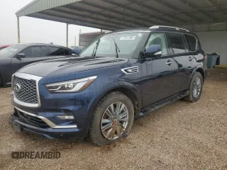 2024 Infiniti QX80 LUXE with VIN JN8AZ2AE0R9329875, listed as a Copart auction lot 46489615 with 28,834 mi miles and Non Repairable. Bid and sale history available at carsss.com. Image 1.