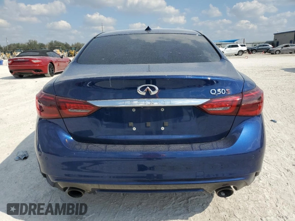 2020 Infiniti Q50 Red Sport 400 with VIN JN1FV7APXLM630530, listed as a Copart auction lot 43717855 with 99,410 mi miles and Non repairable. Bid and sale history available at DreamBid. Image 6.