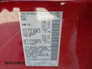 2017 Nissan Pathfinder SV with VIN 5N1DR2MMXHC650993, listed as a IAAI auction lot 41460677 with 176,033 mi miles. Bid and sale history available at carsss.com. Image 9.