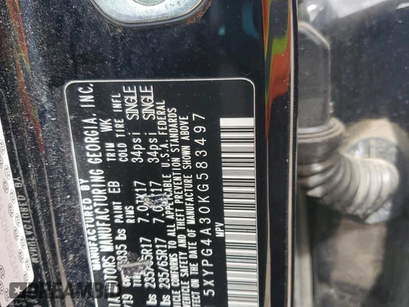 2019 Kia Sorento L with VIN 5XYPG4A30KG583497, listed as a Copart auction lot 49723285 with 107,474 mi miles and Salvage Title. Bid and sale history available at DreamBid. Image 14.