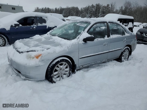2003 Honda Civic DX with VIN 2HGES16493H929055, listed as a Copart auction lot 44963915 with 175,588 mi miles and Salvage Title. Bid and sale history available at carsss.com. Image 1.