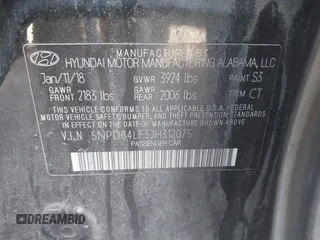 2018 Hyundai Elantra SEL with VIN 5NPD84LF3JH312075, listed as a IAAI auction lot 41654917 with 122,259 mi miles and . Bid and sale history available at DreamBid. Image 9.