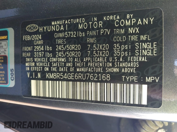 2024 Hyundai Palisade Limited z VIN KM8R54GE6RU762168, wystawiony jako IAAI lot #41636936 z przebiegiem 12 236 mil mil oraz . Historia ofert i sprzedaży dostępna na DreamBid. Obrazek 9.