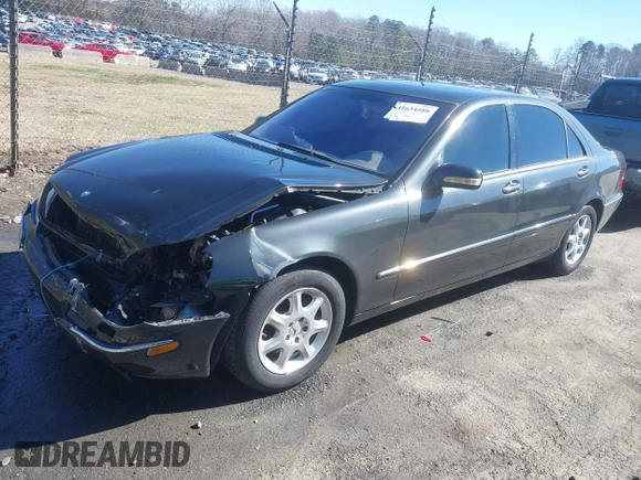 2002 Mercedes-Benz S-Class 4.3L with VIN WDBNG70J42A269648, listed as a IAAI auction lot 41634588 with 141,894 mi miles. Bid and sale history available at carsss.com. Image 2.